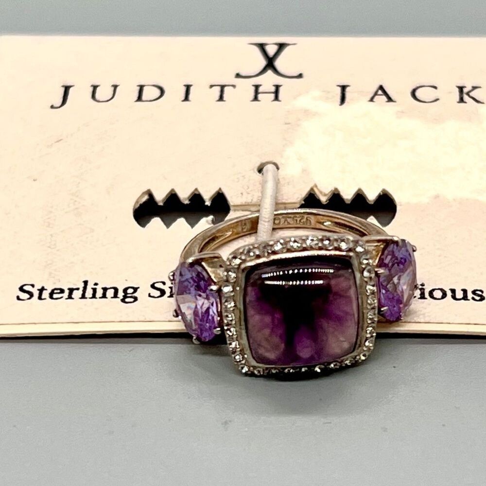 Judith Jack Sterling Silver Amethyst  & Swarovski Crystal Ring